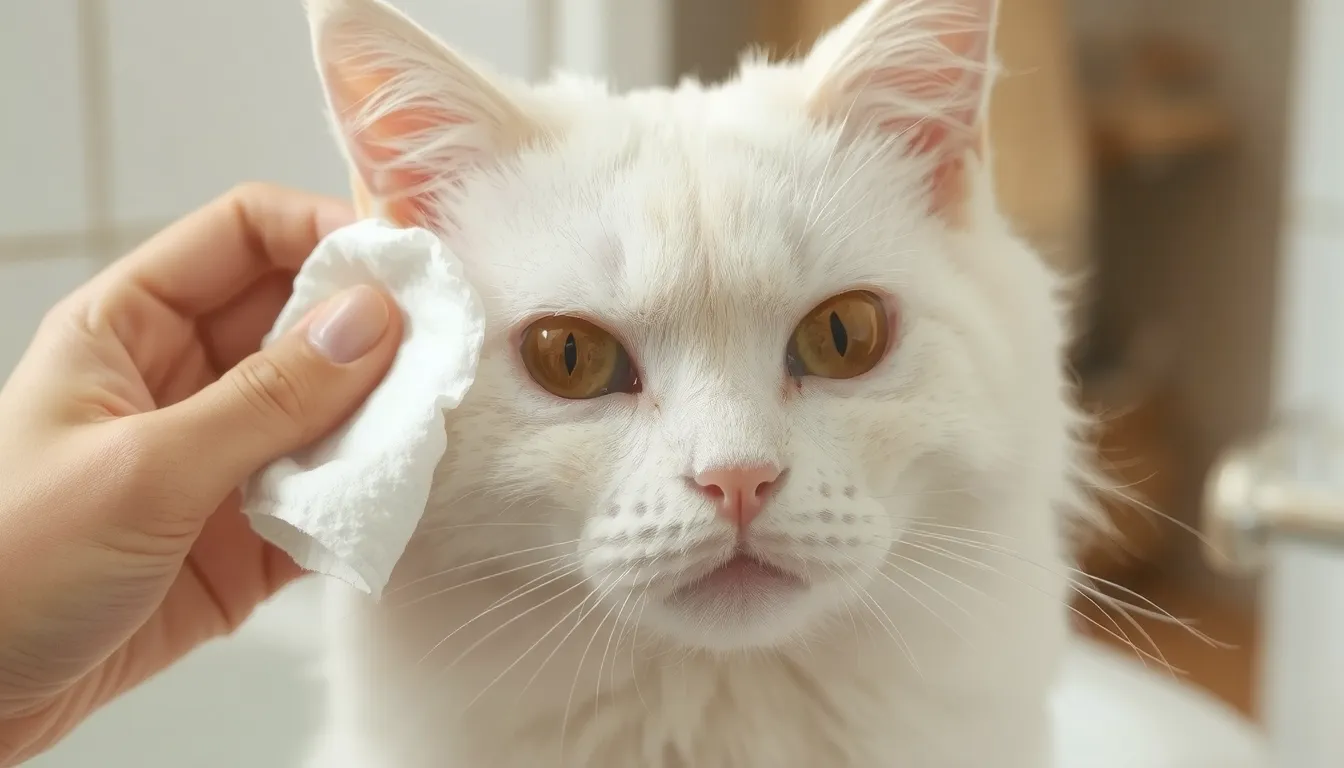 Soins des yeux du chat persan