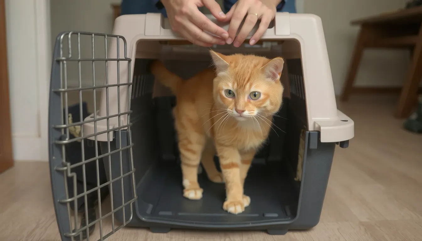 comment mettre un chat dans une cage de transport